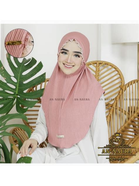 Bergo Plisket Kerut Tali Renda Terbaru Jilbab Renda Plisket Murah