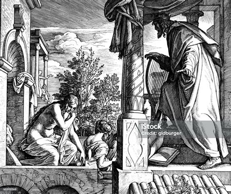 David And Bathsheba Stock Illustration - Download Image Now - 1860, Bible, Engraved Image - iStock