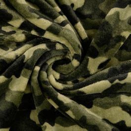 Tissu Douillette Impression Camouflage Double Face Kaki