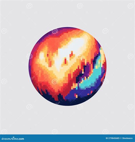 Pixel Art Bowling Ball With Vibrant Colors By Pixelplantmaster Stock