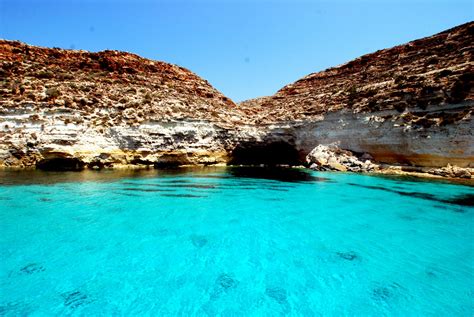 Lampedusa The Jewel Island Laid On The Crystal Clear Sea Italy