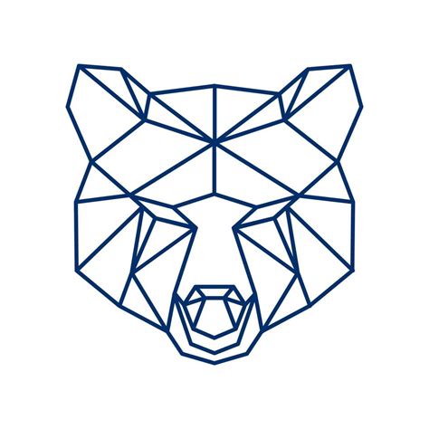 Line Draw Geometric Bear Head Logo Perfect For IT Service Company And