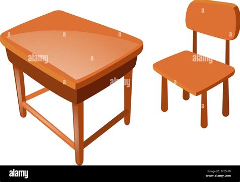 Wooden Chair And Table On White Illustration Stock Vector Image Art