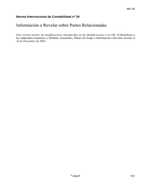 Información a Revelar sobre Partes Relacionadas