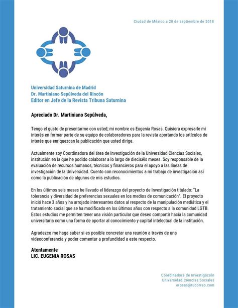 Modelo de carta de presentación de una empresa de servicios a otra empresa