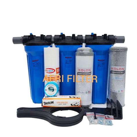 Jual PAKET NANO 3 SARINGAN FILTER AIR SIAP PAKAI BLUE 10 DRAT 3 4