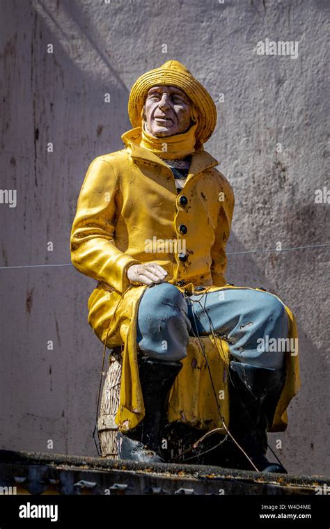 Sharkdiver And Fisherman Life Size Fibreglass Models On The Roof Of