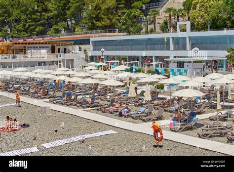 Sochi Russia 06 July 2017 Beach Mayak View Of The Beach In Sochi