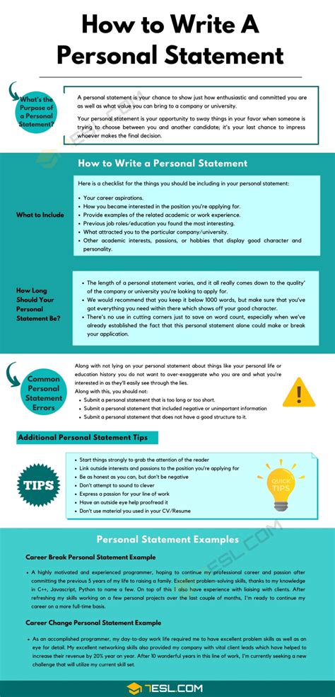 How To Write A Personal Statement With Useful Tips Examples 7ESL