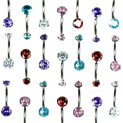 Double Clear Jewelled Internally Threaded Titanium Belly Button Bar