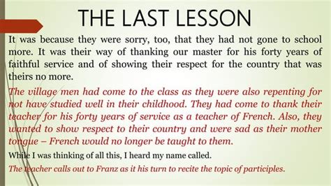 The Last Lesson Ppt