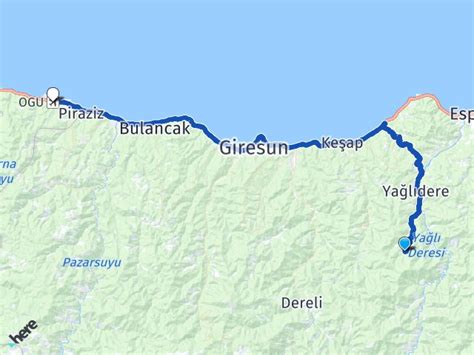 Giresun Yağlıdere Yenice Ordu Giresun Havalimanı Arası Kaç Km Yol Tarifi