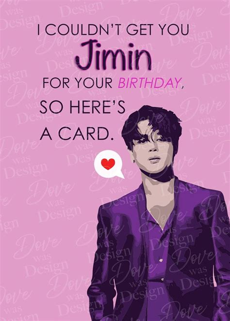 Jimin Park Jimin Bts Happy Birthday Card Instant Downloadable Cute