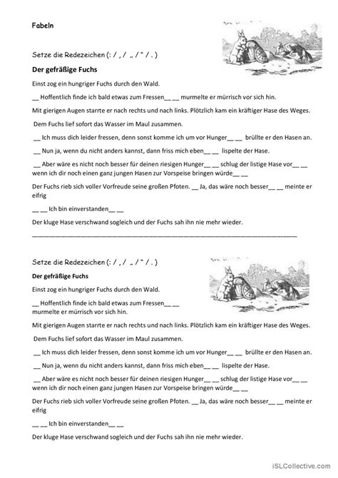 Fabel Ordnen Redezeichen Setzen All Deutsch Daf Arbeitsbl Tter Pdf Doc