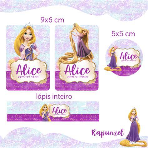 Arquivo Digital Etiqueta Escolar Rapunzel Elo7