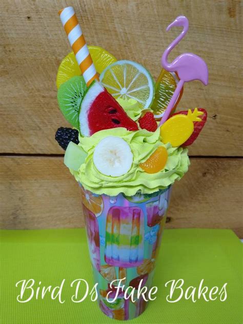 Cocktail Tropical Fruit Drink Mocktail Fake Bake Summer Drink Party Decor Luau Theme