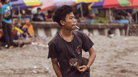 Young Man Holding An Otter And Smoking A Cigarette · Free Stock Photo