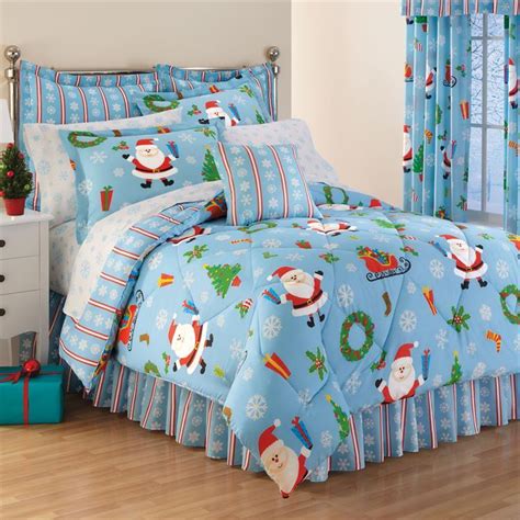 8 Piece King Santa Snowflake Christmas Comforter Sheets Bed In Bag