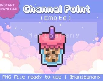 Pixel Blue Boba Bubble Tea Channel Point Emote Icon For Discord Twitch