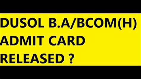 Sol Ba Prog Bcom Hons First Semester Admit Card Update Sol St