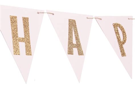 Pink and Gold Happy Birthday Banner Pink and Gold Pennant - Etsy