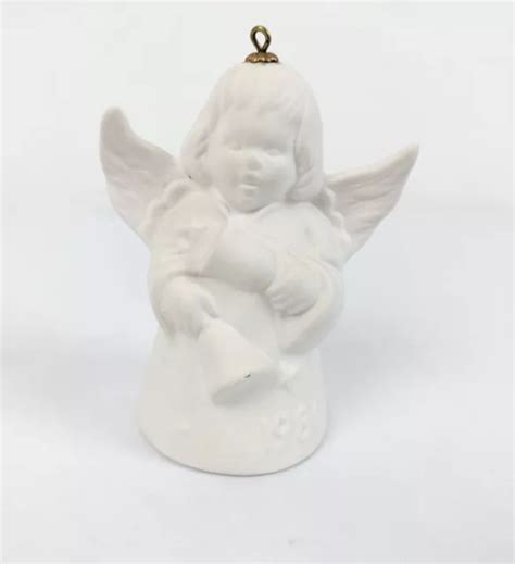 VINTAGE GOEBEL ANGEL Bell Christmas Ornament 1986 White Bisque Germany