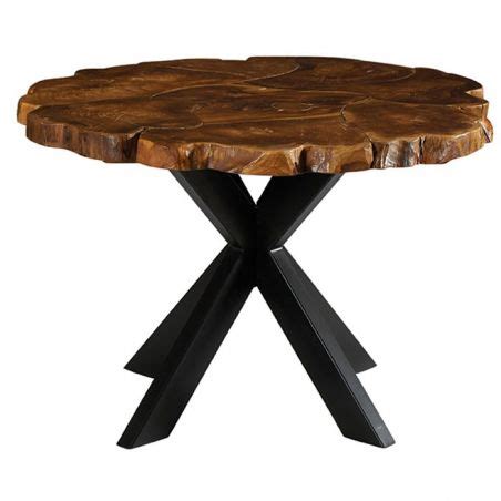 Table Repas Ronde Casita Palataro En Teck Recycl Pied M Tal