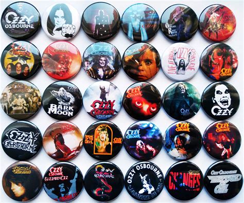 Ozzy Osbourne Button Badges Pins Blizzard Of Ozz Bark At The Moon Dee