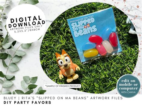 Bluey Granny Rita S Slipped On Ma Beans Treat Bag Artwork Party Favors