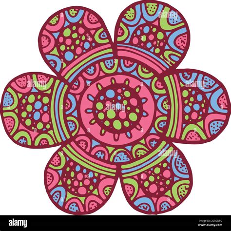 Colorful Mandala Flower Doodle Cartoon Artwork Vector Illustra Stock