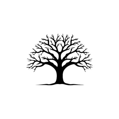 Ic Ne D Arbre Silhouette Noire D Un Arbre Sur Fond Blanc Illustration