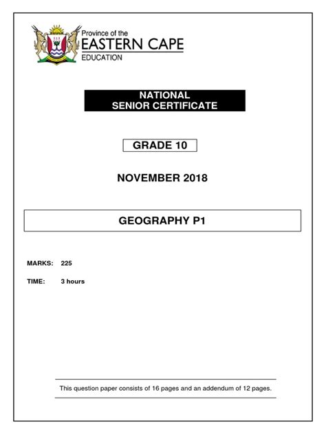 Geography P1 Gr10 Qp Nov2018 English Pdf Rock Geology Continent