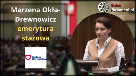 Marzena Okła Drewnowicz emerytura stażowa YouTube