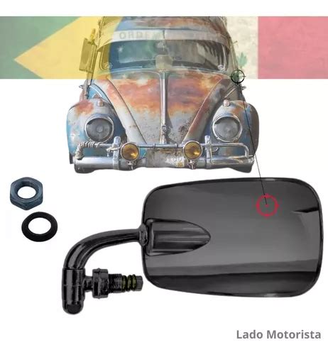 Retrovisor Mexicano Fusca Brasilia Variant Metal Preto Le