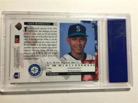 Upper Deck Alex Rodriguez Star Rookie Seattle Mariners Psa