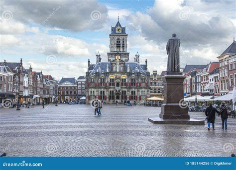 Delft Center Place Cityscape Stock Photo - Image of cloudy, floral ...