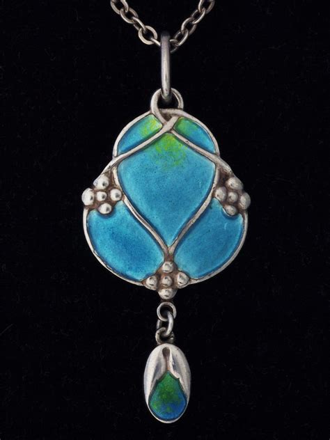 Murrle Bennett Silver Enamel Pendant Nouveau Deco Arts