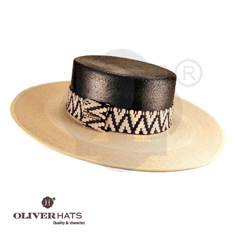 Gondolero Palma Imperial Black White Con Cinta Siux OLIVER HATS