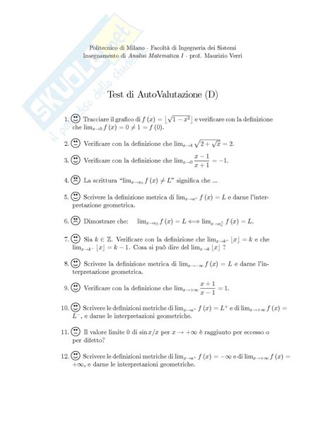 Analisi Matematica Temi D Esame Svolti