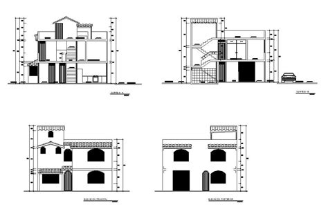 Residential Bungalow Elevation In Autocad Cadbull