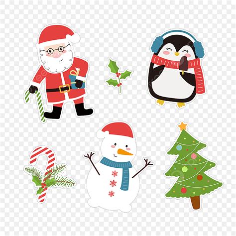 Cute Christmas Elements Vector Hd Images Cartoon Cute Sticker Style