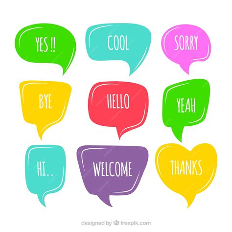 Free Vector Set Of Colorful Speech Bubbles With Words