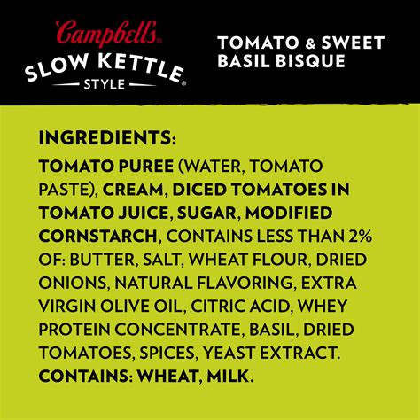 Campbells Slow Kettle Style Tomato And Sweet Basil Bisque 15 5 Oz