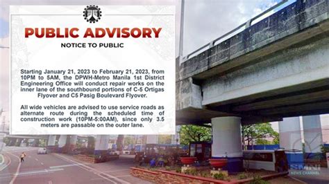 Pagkukumpuni Sa Innerlane Ng C5 Ortigas Flyover At C5 Pasig Boulevard