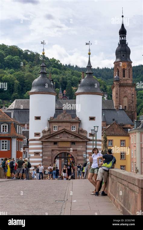 Heidelberg, BW / Germany - 25 July 2020: tourists meet on the old ...