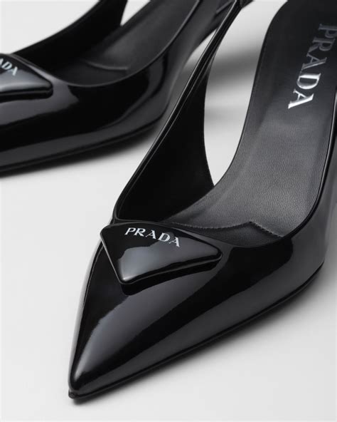 Black Patent Leather Slingback Pumps Prada