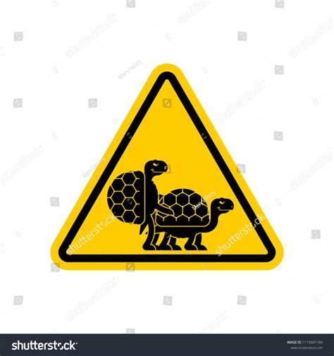 Attention Turtle Sex Caution Yellow Road Stock Vector Royalty Free