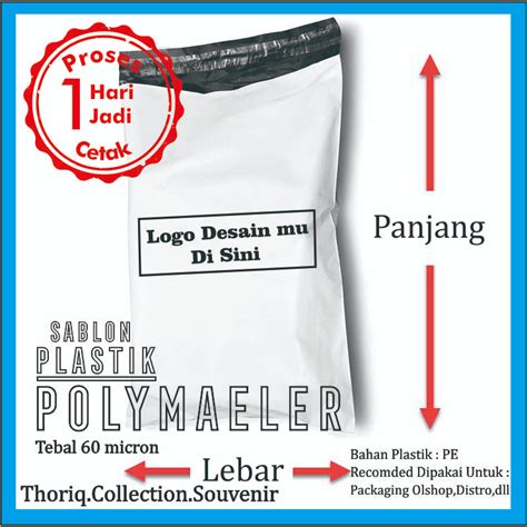 Jual Sablon Plastik Packing Olshop Polymailer Ukuran X Putih