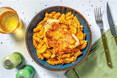 Pesto Parm Baked Chicken Fusilli Recipe HelloFresh