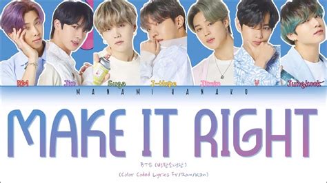 Vostfr Bts防弾少年団 Make It Rightversion Japonaise Color Coded Lyricskanromfrançais